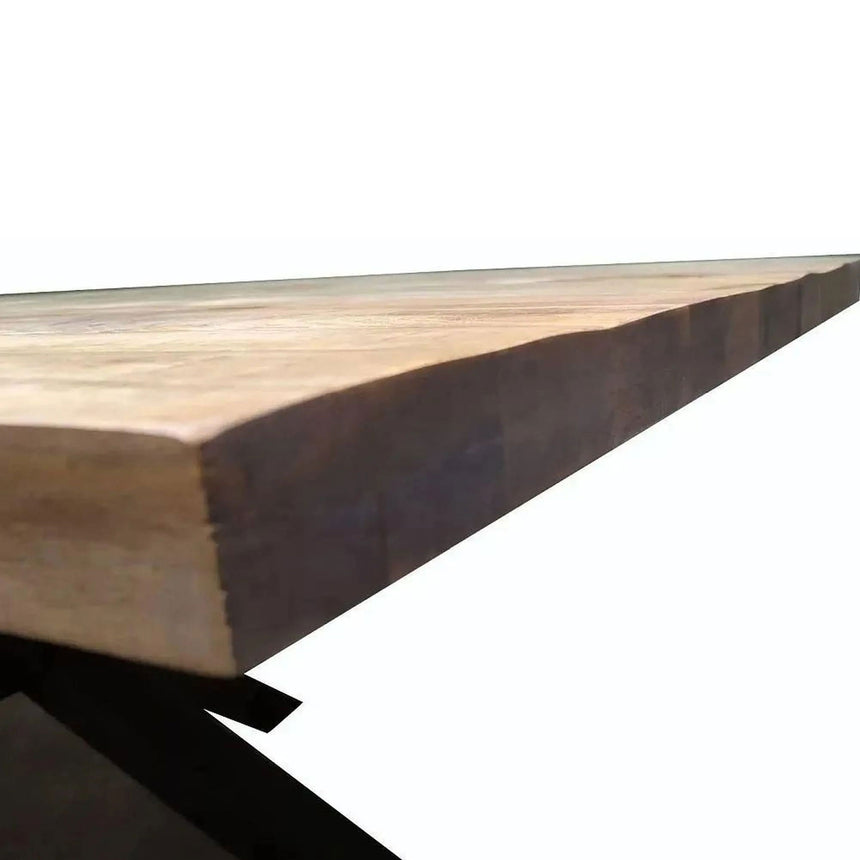 Florence 8-10 Seater Mango Wood Industrial Oval Dining Table with Black U Legs - 240cm