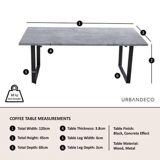Kimberly Coffee Table with U Legs