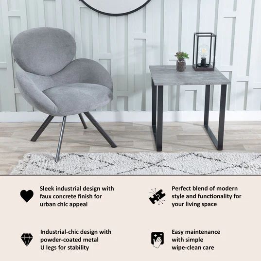 Kimberly Square Side Table with U Legs