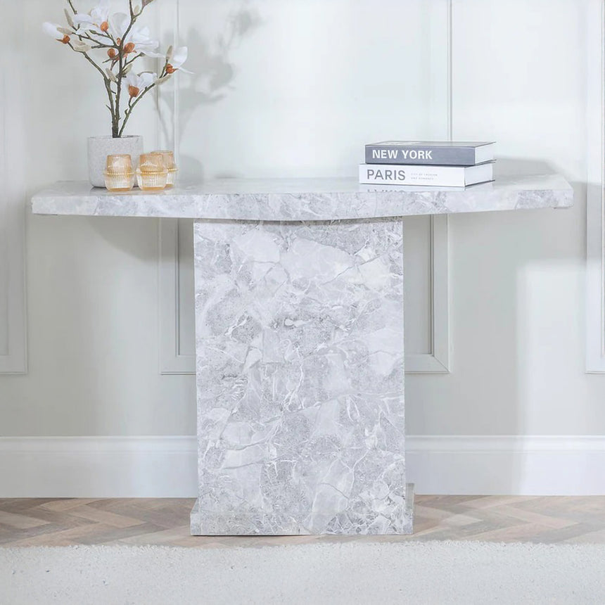 Genoa Marble Console Table with Pedestal Base