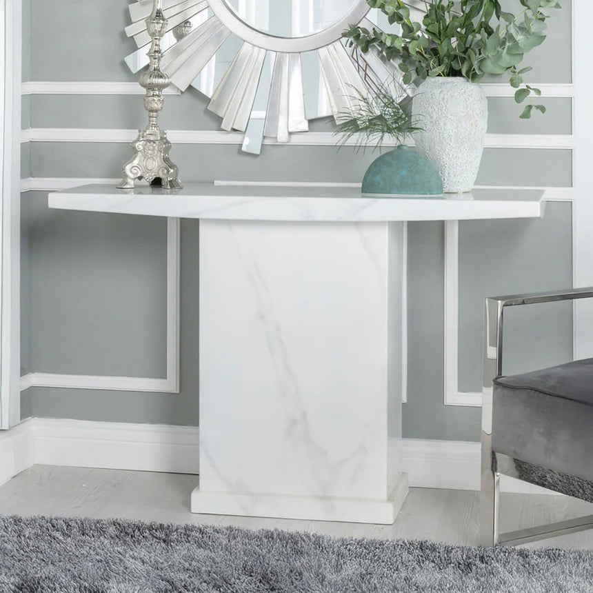 Genoa Marble Console Table with Pedestal Base