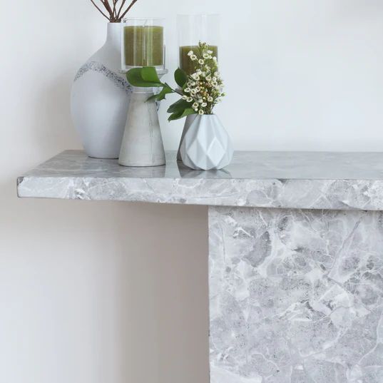 Genoa Marble Console Table with Pedestal Base