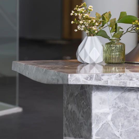 Genoa Marble Square Lamp Table with Pedestal Base