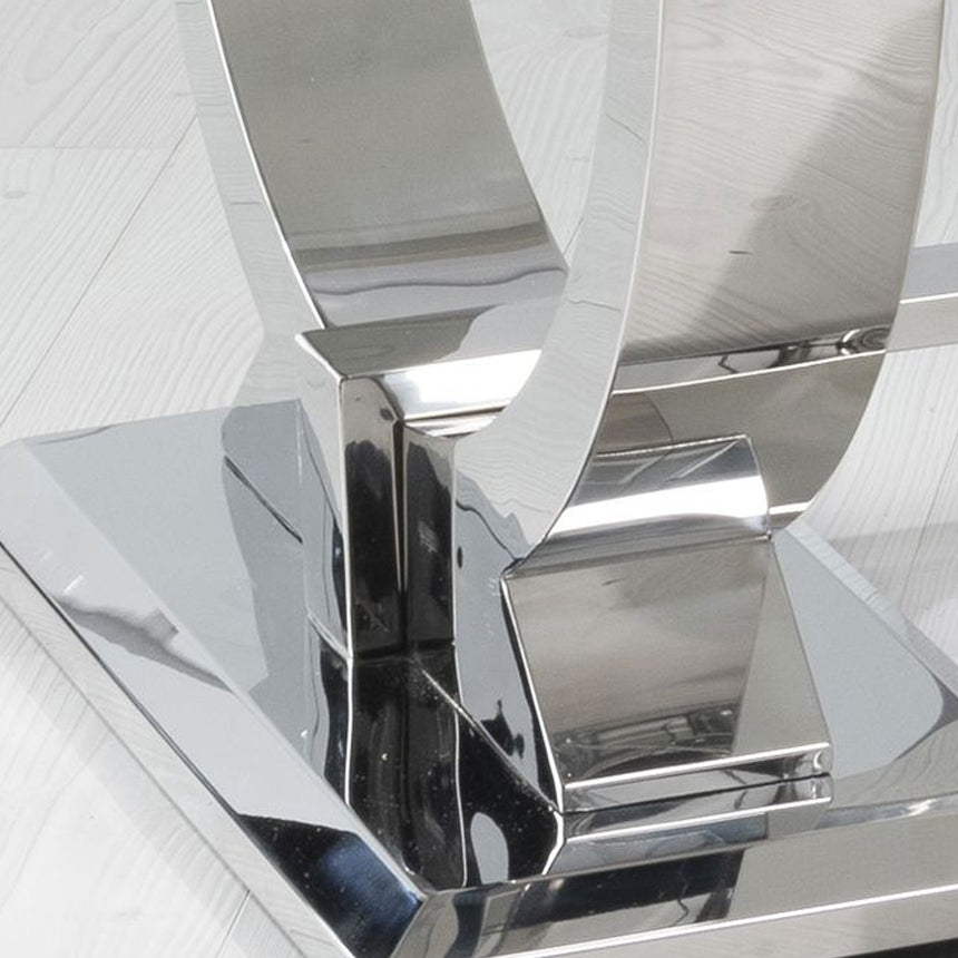 Seattle 6 Seater Grey Marble and Chrome Dining Table with Ring Base - Sizes Available