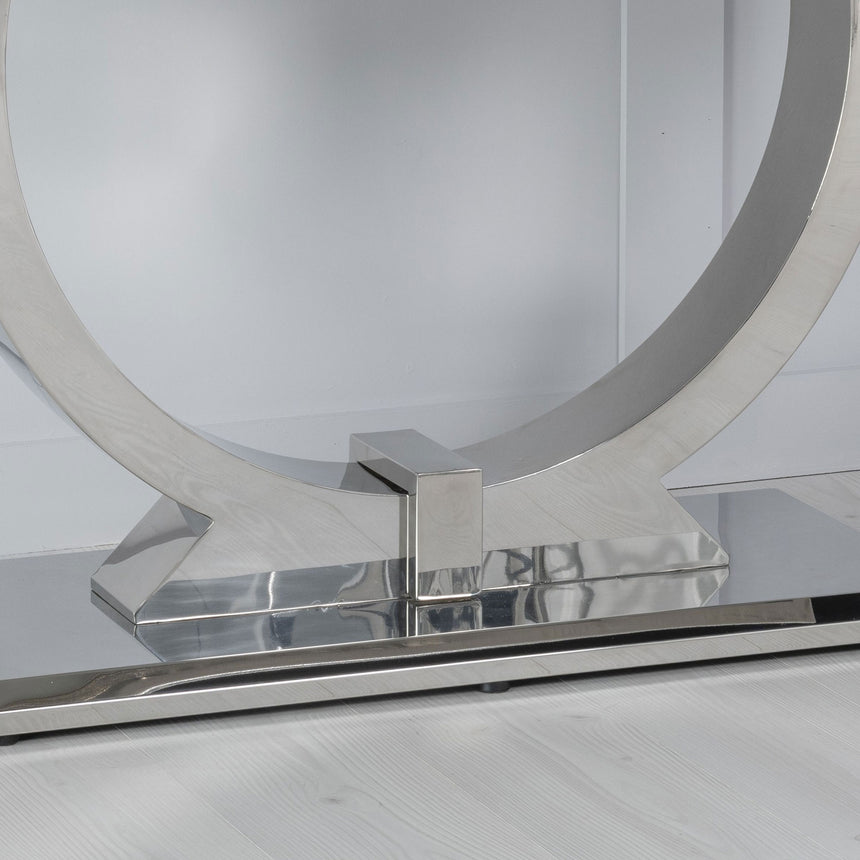 Seattle Grey Marble and Chrome Console Table with Ring Base