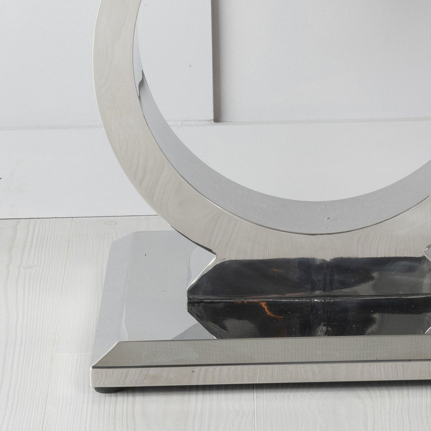 Seattle Grey Marble and Chrome Square Side Table with Ring Base