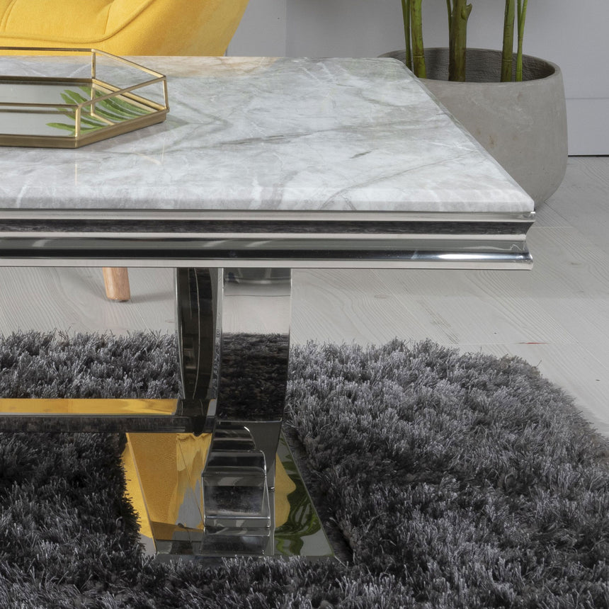 Seattle Grey Marble and Chrome Coffee Table with Ring Base