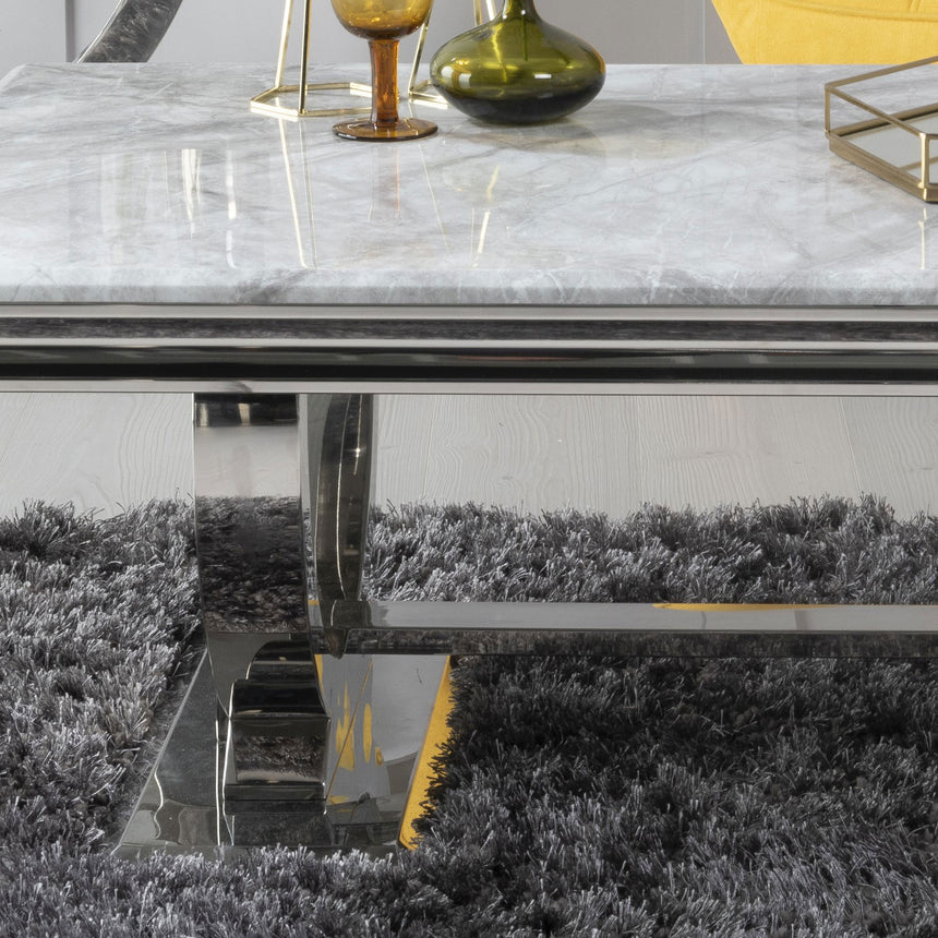 Seattle Grey Marble and Chrome Coffee Table with Ring Base