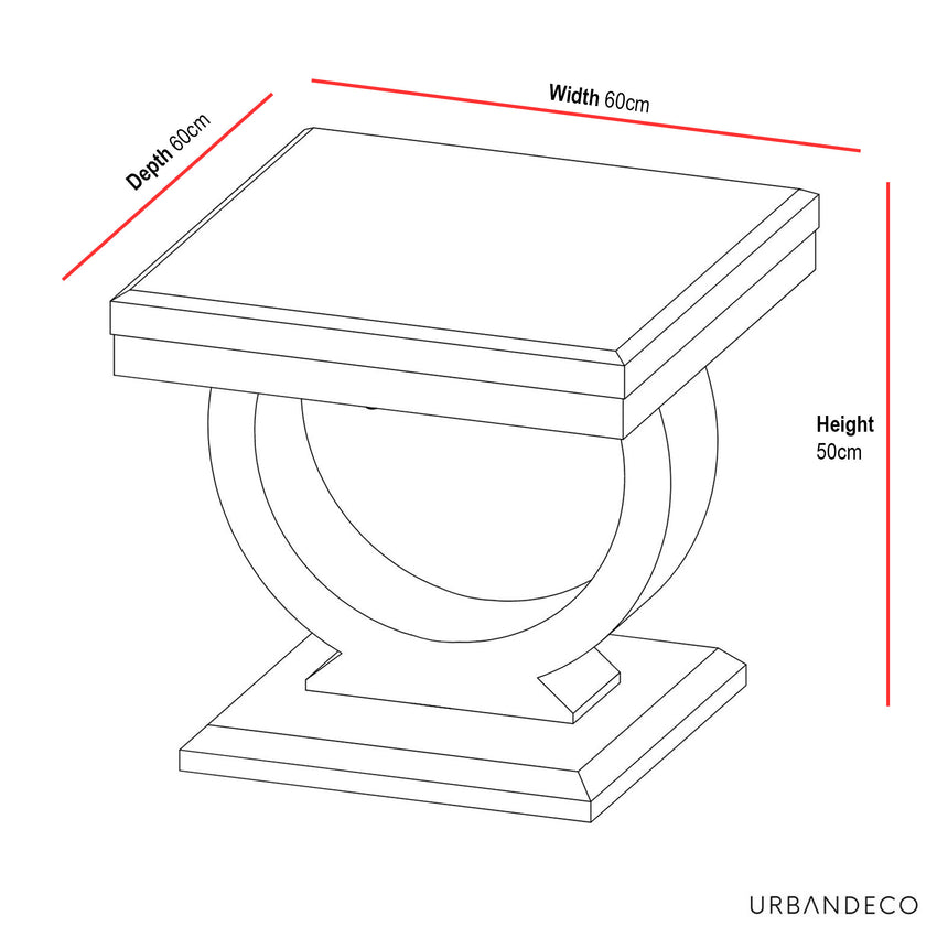 Seattle Grey Marble and Chrome Square Side Table with Ring Base
