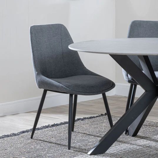 Rovereto Fabric Dining Chair with Black Legs