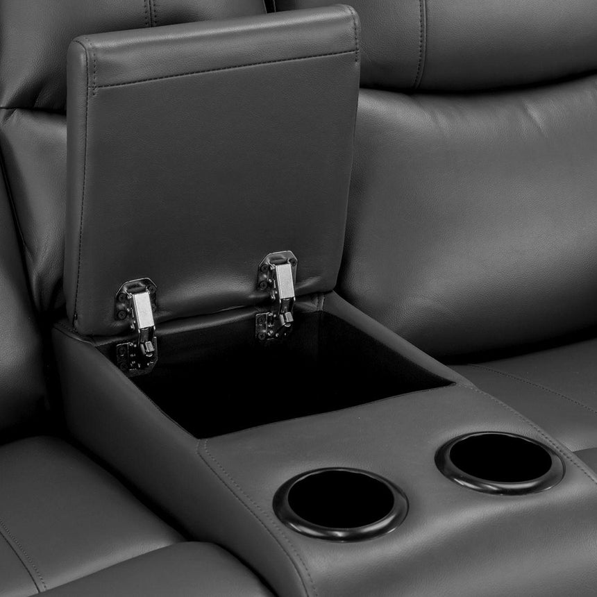 Calliope Black Faux Leather Electric Recliner 2 Seater Sofa