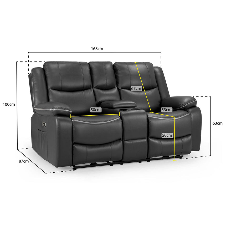 Calliope Black Faux Leather Electric Recliner 2 Seater Sofa