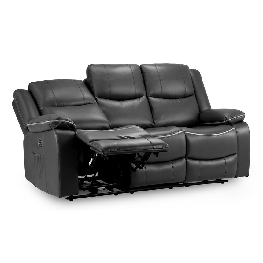 Calliope Black Faux Leather Electric Recliner 3 Seater Sofa