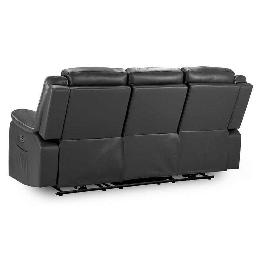 Calliope Black Faux Leather Electric Recliner 3 Seater Sofa