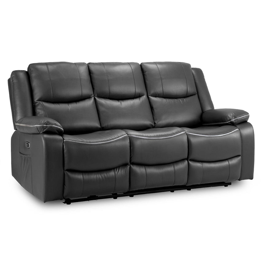 Calliope Black Faux Leather Electric Recliner 3 Seater Sofa