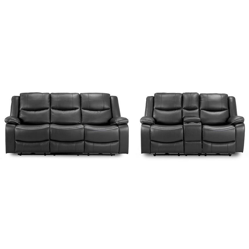 Calliope Black Faux Leather Electric Recliner 3+2 Seater Sofa