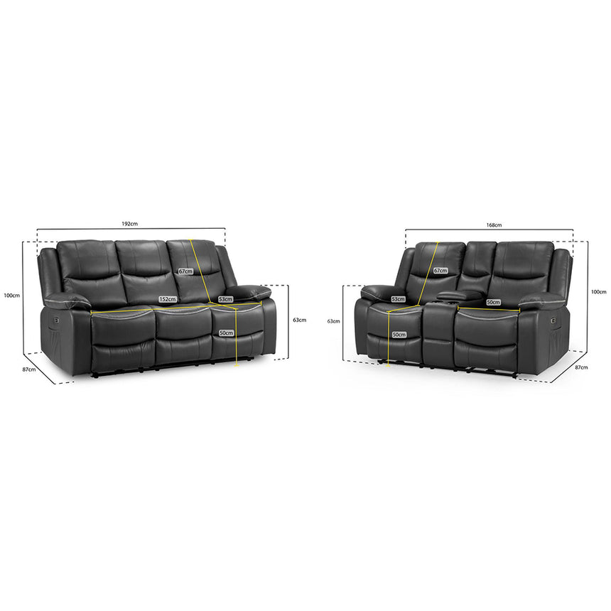 Calliope Black Faux Leather Electric Recliner 3+2 Seater Sofa
