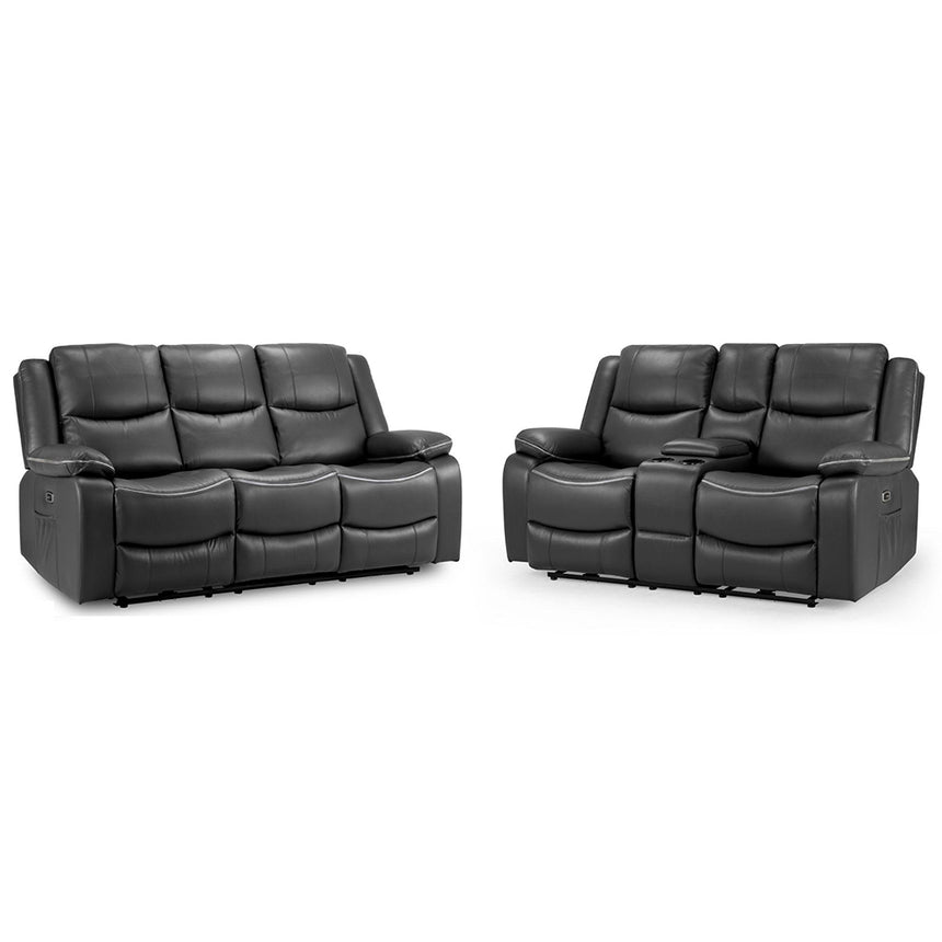 Calliope Black Faux Leather Electric Recliner 3+2 Seater Sofa