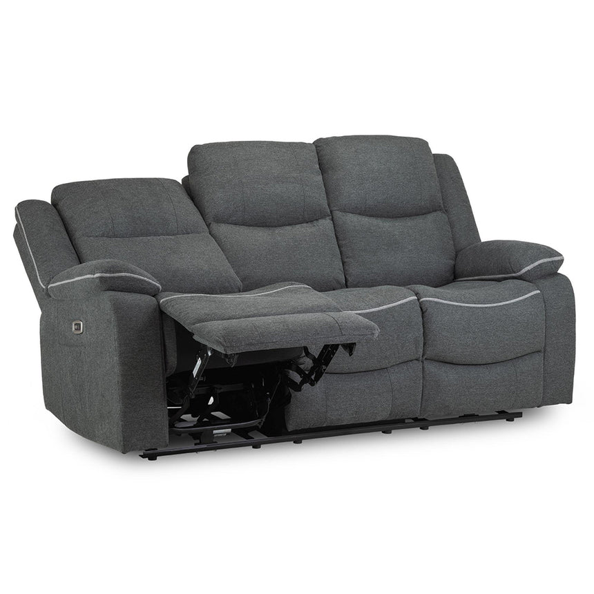 Calliope Graphite Fabric Electric Recliner 3 Seater Sofa