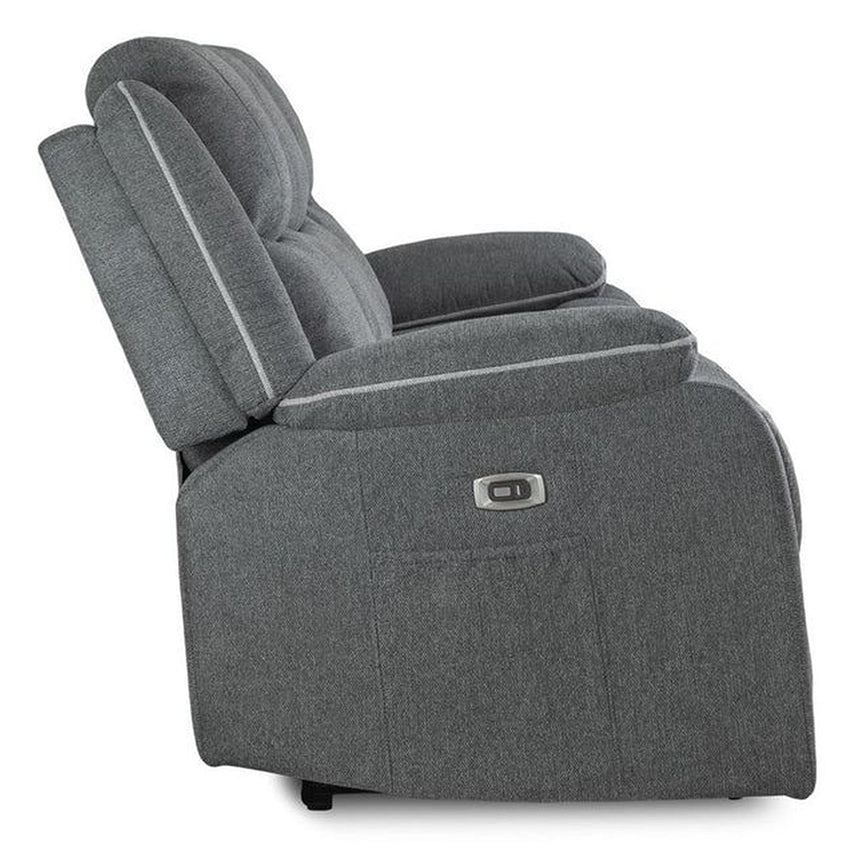 Calliope Graphite Fabric Electric Recliner 3 Seater Sofa