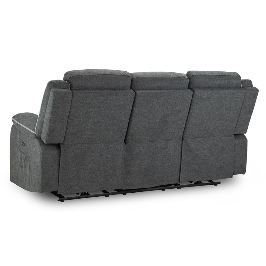 Calliope Graphite Fabric Electric Recliner 3 Seater Sofa