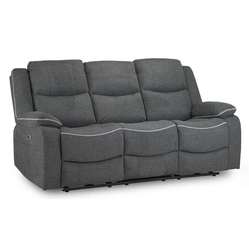 Calliope Graphite Fabric Electric Recliner 3 Seater Sofa