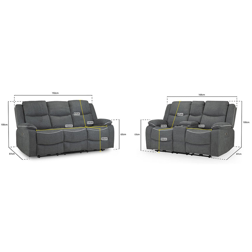 Calliope Graphite Fabric Electric Recliner 3+2 Seater Sofa
