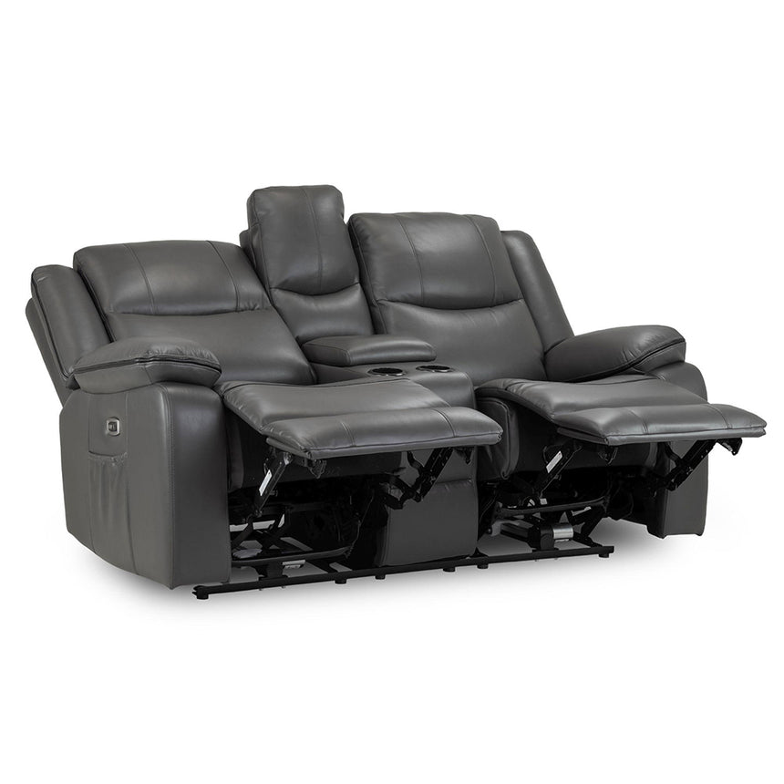 Calliope Grey Faux Leather Electric Recliner 2 Seater Sofa
