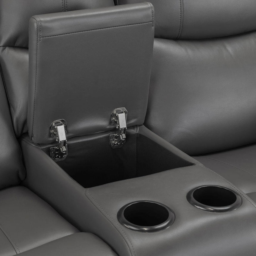 Calliope Grey Faux Leather Electric Recliner 2 Seater Sofa