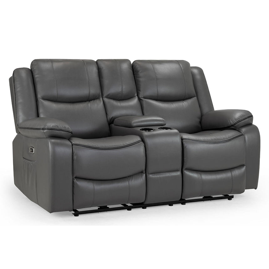 Calliope Grey Faux Leather Electric Recliner 2 Seater Sofa