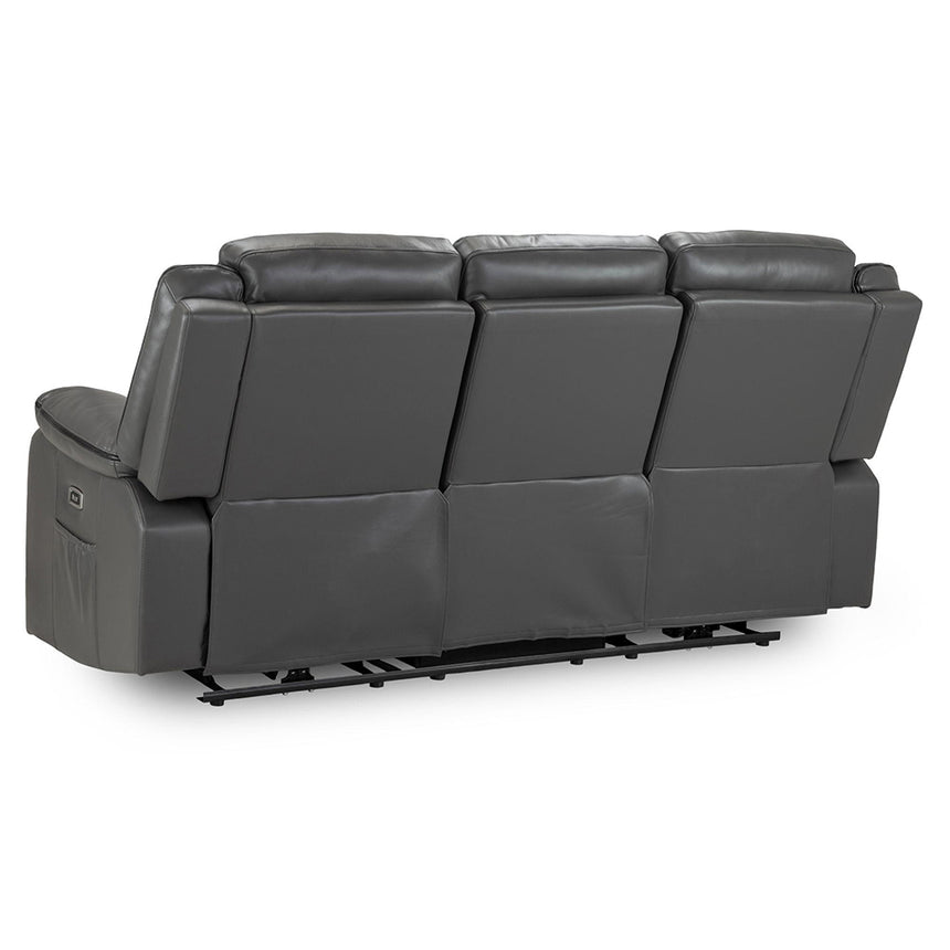 Calliope Grey Faux Leather Electric Recliner 3 Seater Sofa