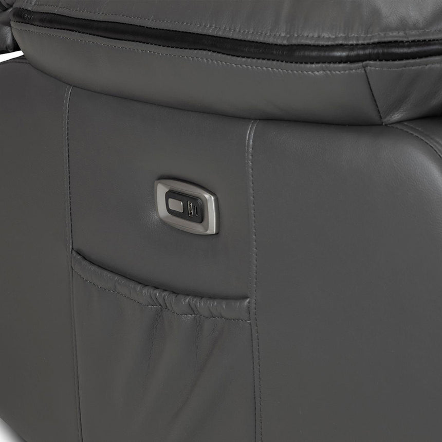 Calliope Grey Faux Leather Electric Recliner 3 Seater Sofa