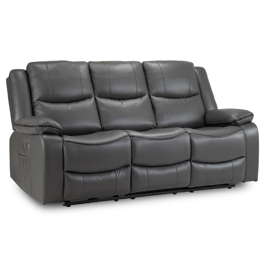 Calliope Grey Faux Leather Electric Recliner 3 Seater Sofa
