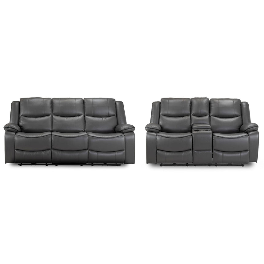 Calliope Grey Faux Leather Electric Recliner 3+2 Seater Sofa
