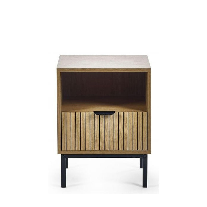 Hawaii Oak Ribbed 1 Drawer Bedside Table