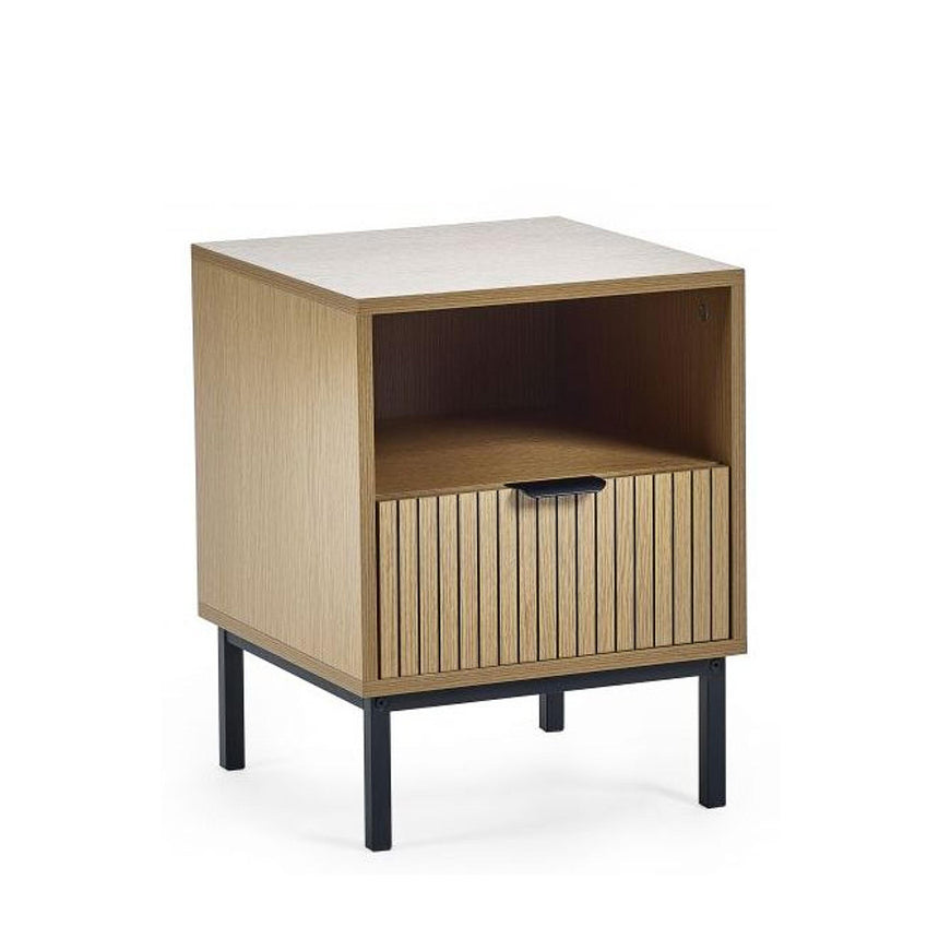 Hawaii Oak Ribbed 1 Drawer Bedside Table