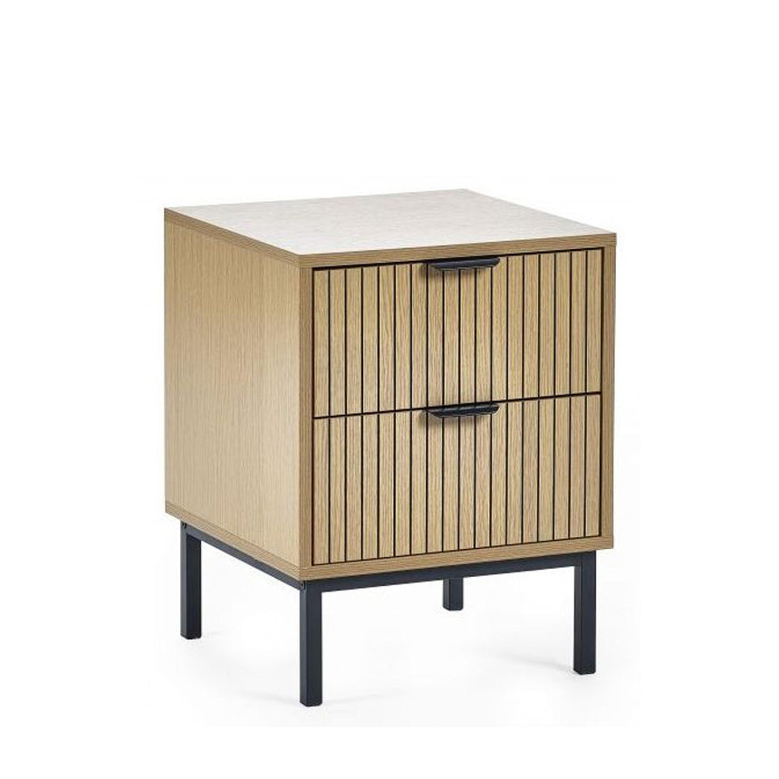 Hawaii Oak Ribbed 2 Drawer Bedside Cabinet