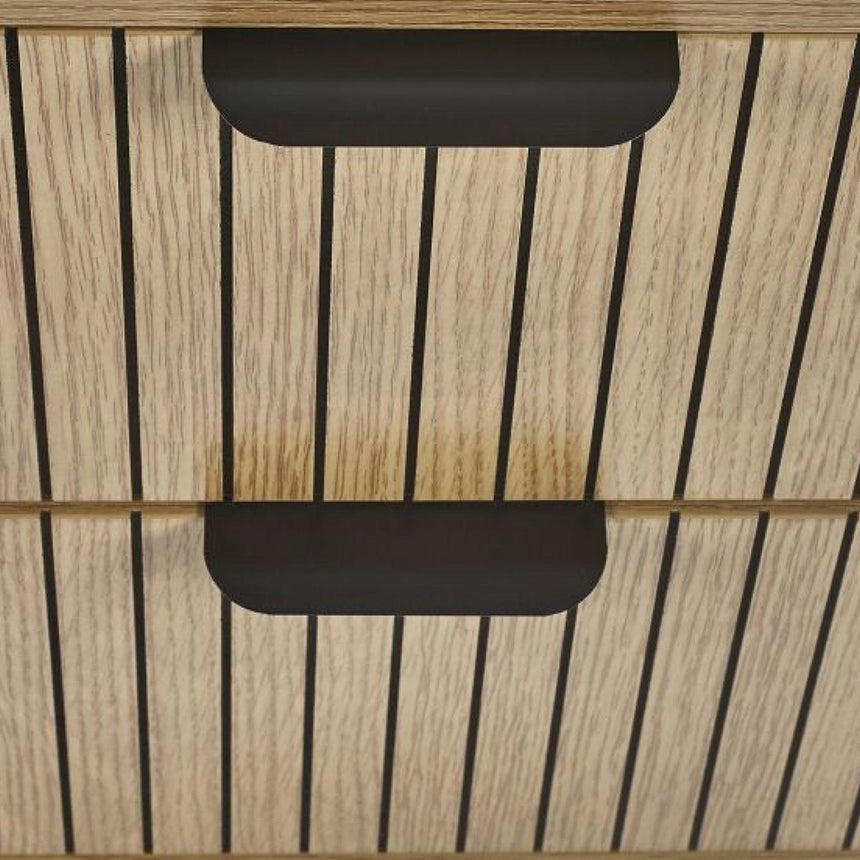 Hawaii Oak Ribbed 2 Drawer Bedside Cabinet