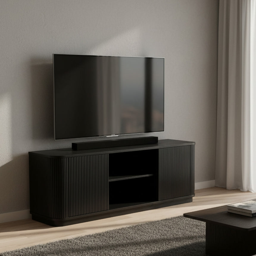 Idaho Black Fluted Base 140cm TV Unit