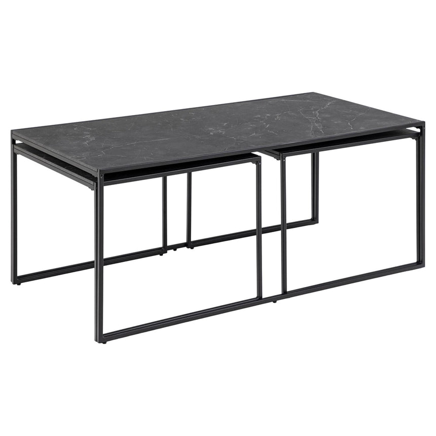 Infinity Coffee Table - Black Marble Effect - Set of 3