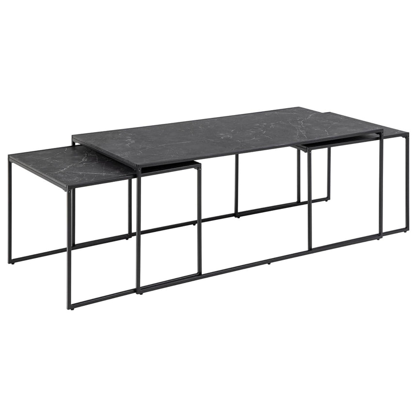 Infinity Coffee Table - Black Marble Effect - Set of 3