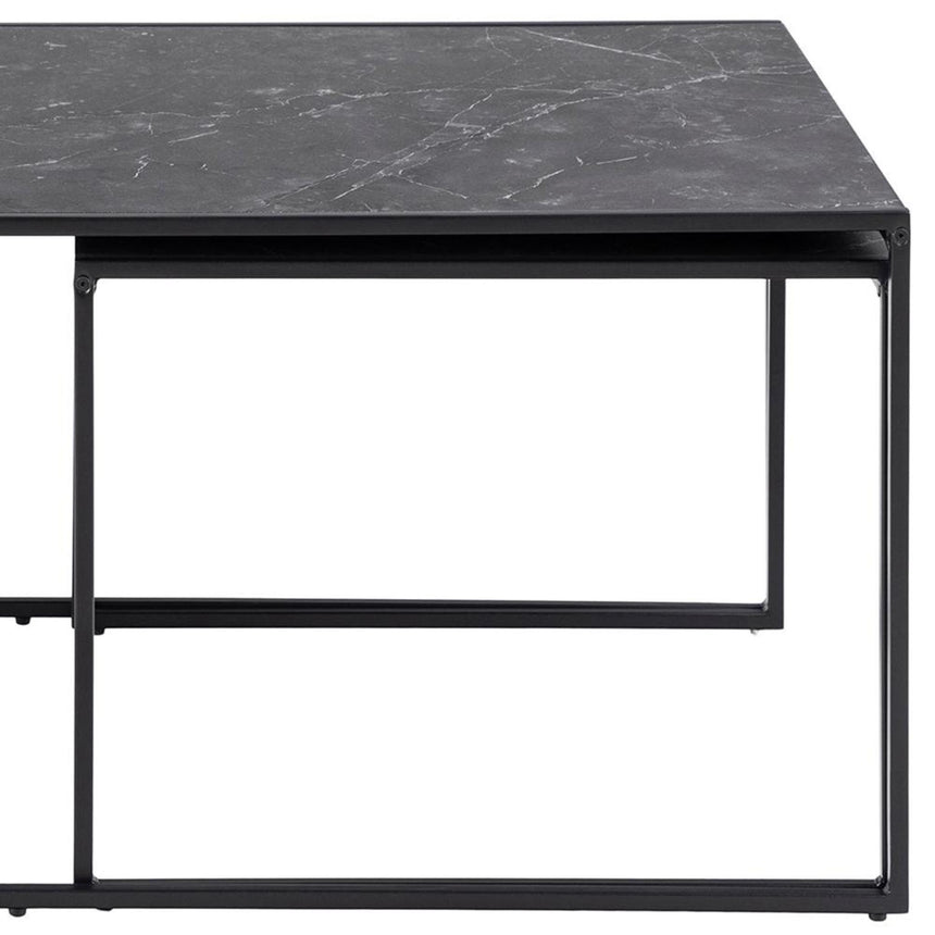 Infinity Coffee Table - Black Marble Effect - Set of 3