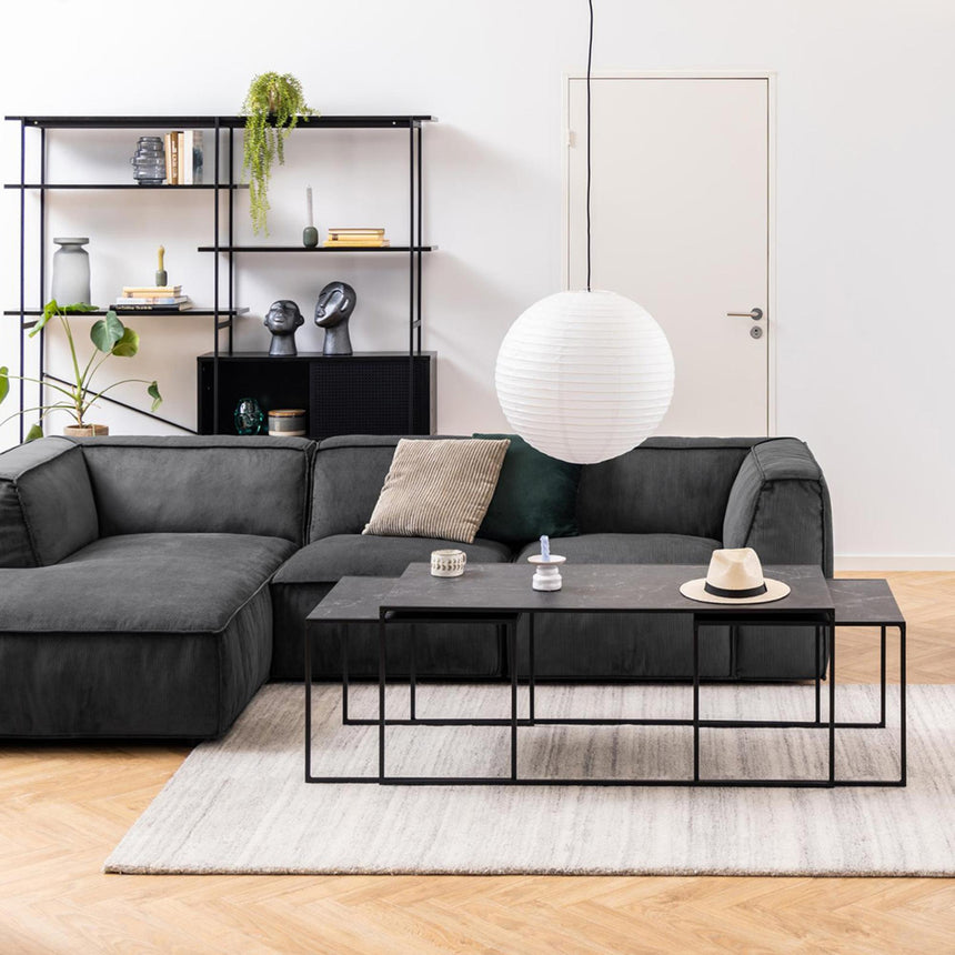 Infinity Coffee Table - Black Marble Effect - Set of 3