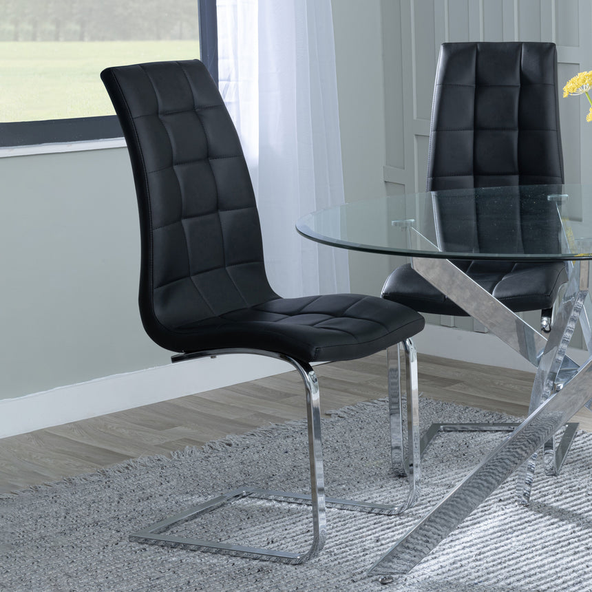 Padua Faux Leather Dining Chair with Chrome Cantilever Base