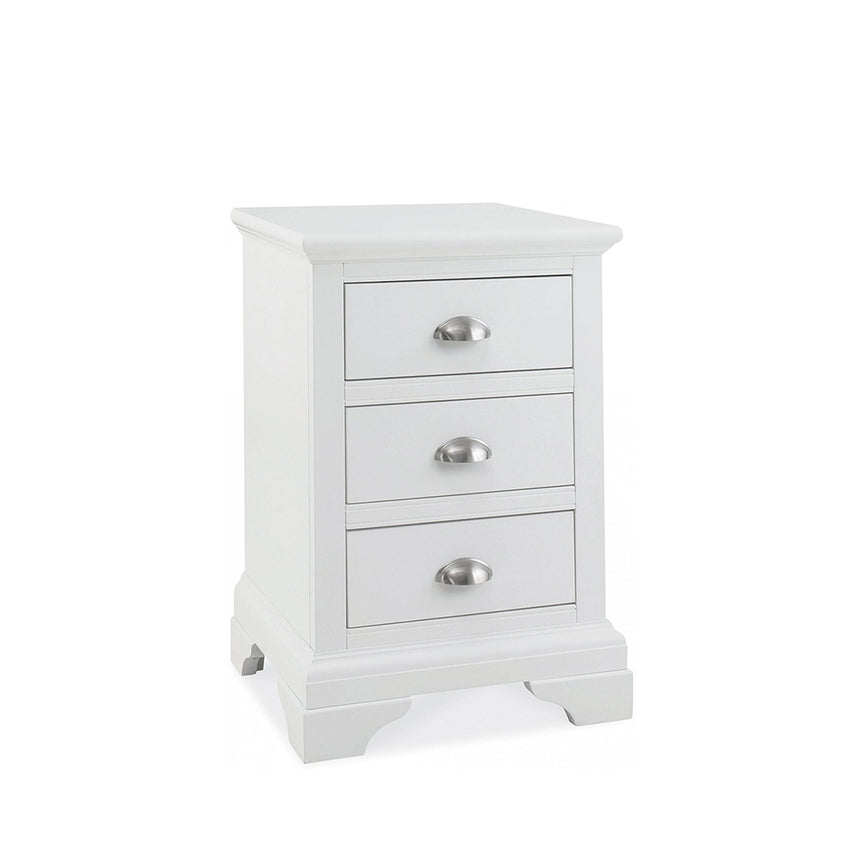 Jersey White 3 Drawer Bedside Cabinet