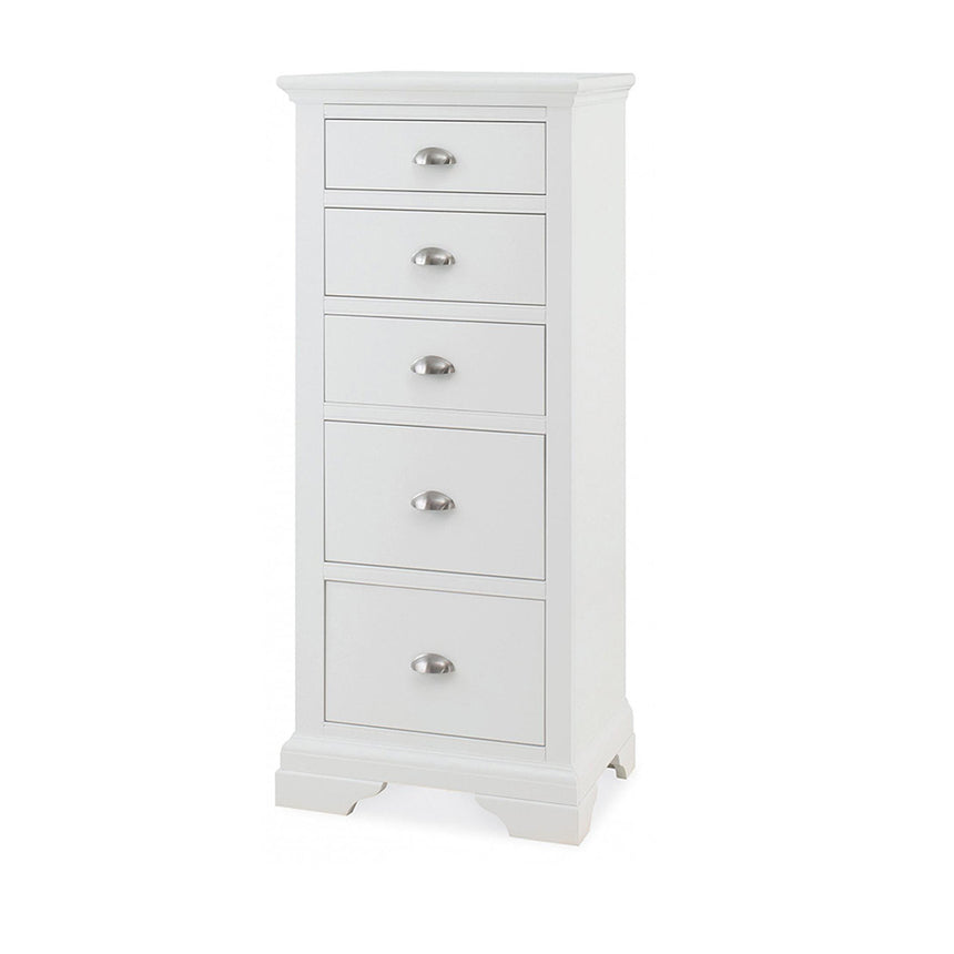 Jersey White 5 Drawer Tall Chest