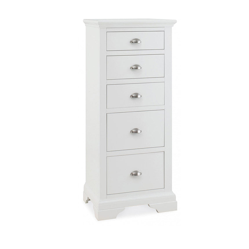 Jersey White 5 Drawer Tall Chest