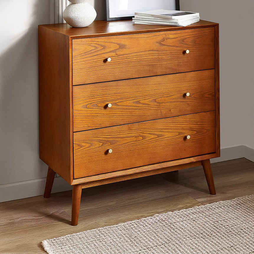 Kansas Cherry Wood Retro Style 3 Drawer Small Chest