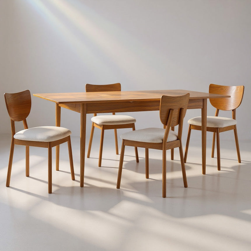 Kansas Cherry Wood Retro Style 4-6 Seater Extending Dining Table