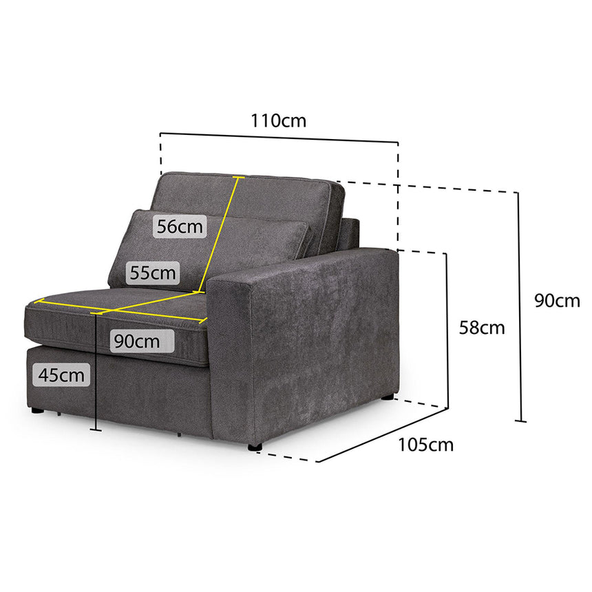 Carmel Ivory Fabric Right Hand Facing Modular Arm Chair